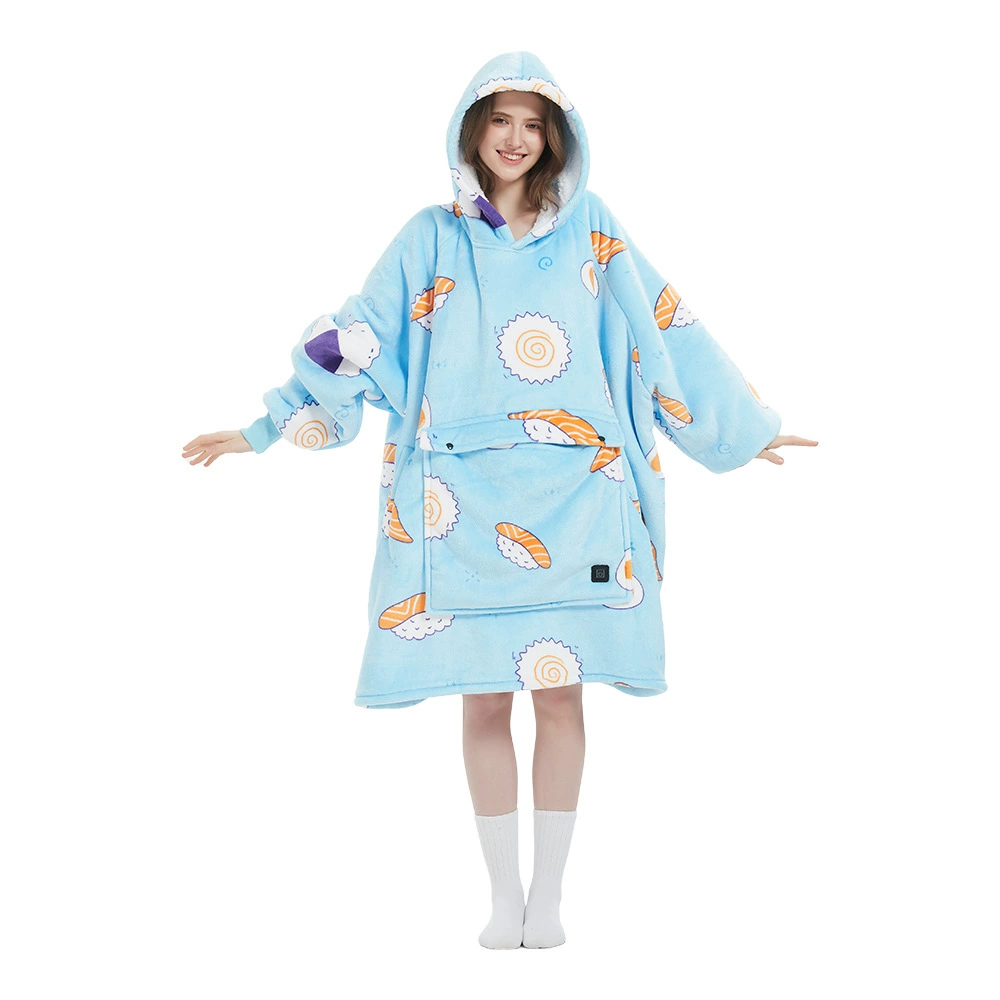  usb heated hooded wearable blanket, 3-zone heating, thickened large size, 5v 2a