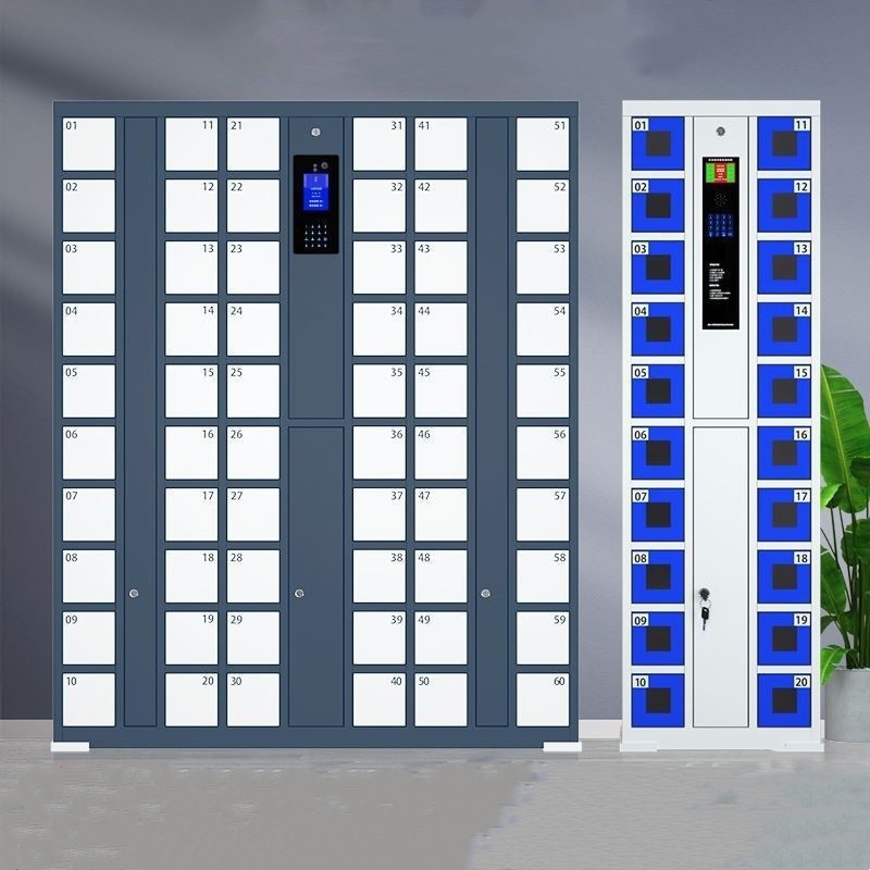 Smartphone Storage Cabinet for Schools and Factories, Employee Phone Depository with Card, Fingerprint, and Self-Coding Charging Cabinet