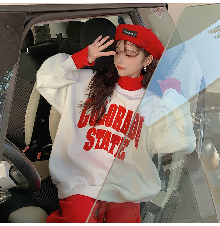 Women's Contrasting Hoodie Active Set For Autumn And Winter_voghion.com