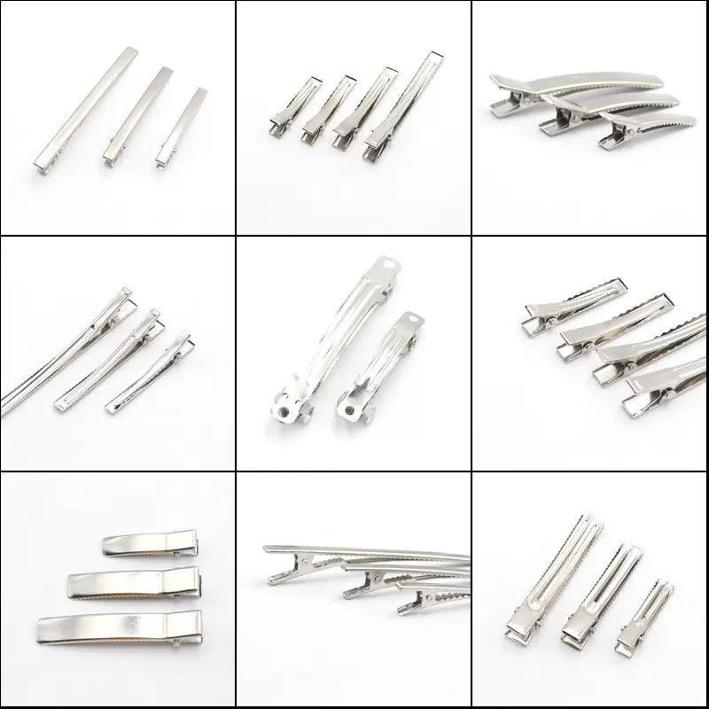 金属发夹自动弹簧夹细方夹头饰品配件鸭嘴夹BB夹鳄鱼夹一字夹混批