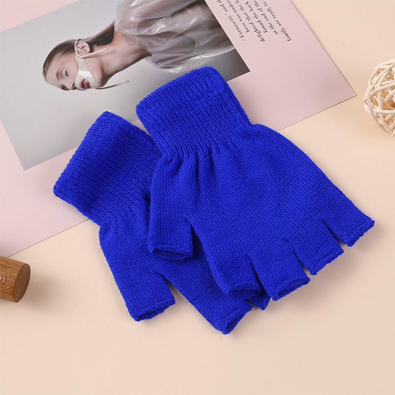 Especial transfronterizo para otoño e invierno cálido color sólido punto medio dedo guantes estudiante escribiendo guantes de entrenamiento sin dedos logotipo impreso