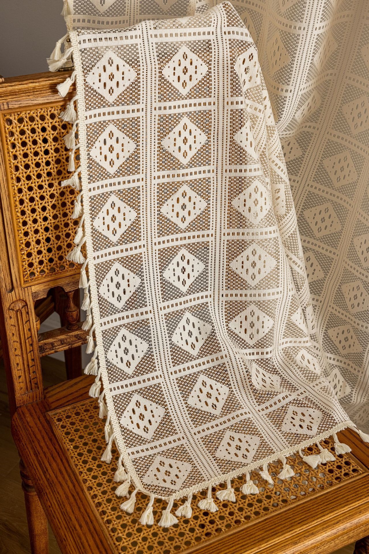 Lace Sheer Curtains Bohemian Window Fabric For Home Decoration_voghion.com