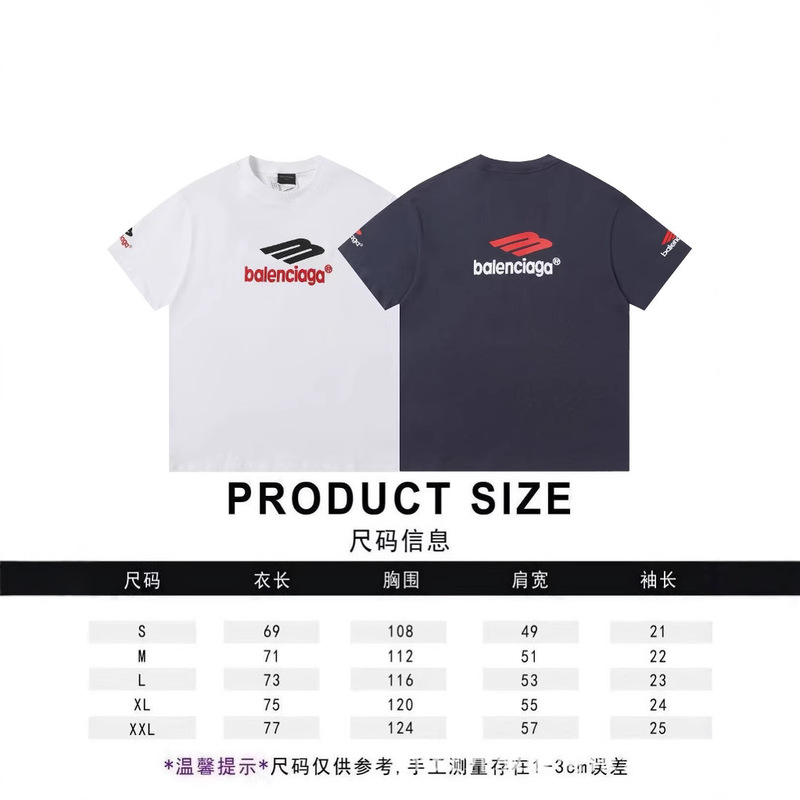 クロスボーダー 25ss 夏新作 Balen3B ビッグロゴ スキースポーツシンボル 四角刺繍 プレミアムバージョン ピュアコットン T|undefined