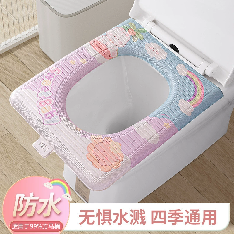 Квадратное сиденье для унитаза, водонепроницаемое увеличенное сиденье для унитаза из ЭВА, удобное универсальное сиденье для унитаза на четыре сезона, клейкое сиденье для унитаза