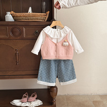 婴儿衣服毛衣春装女宝宝套装新款时尚一岁婴幼儿春秋季外出三件套