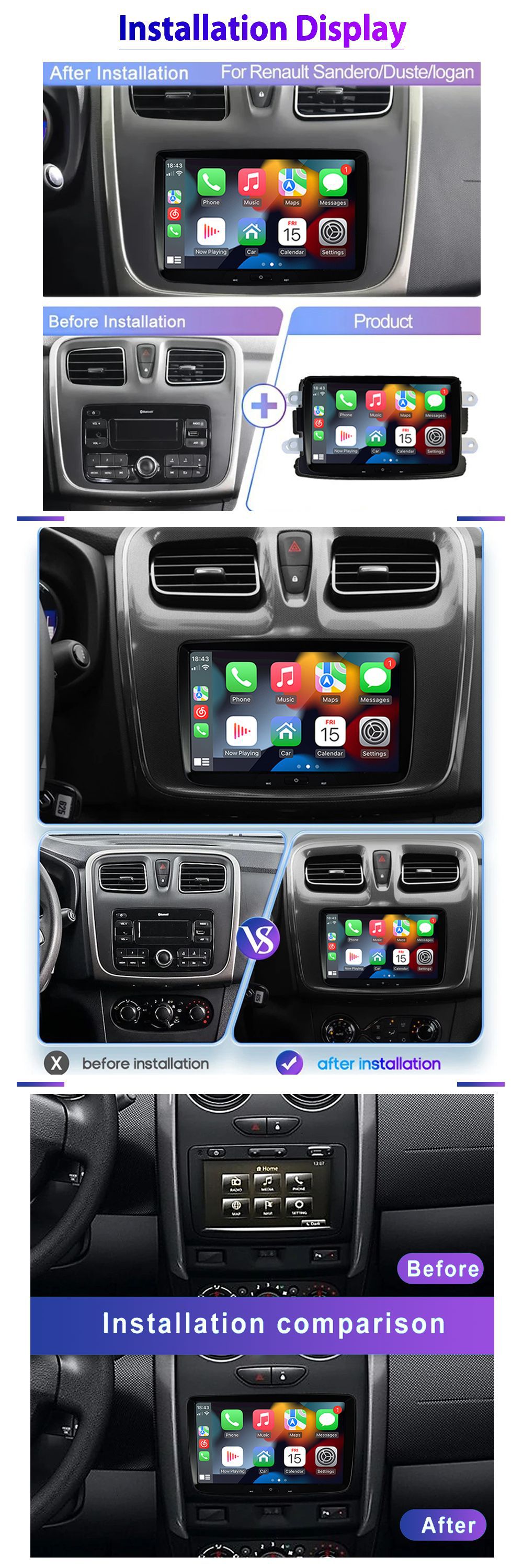 Suitable for Renault Dacia 8inch Android Car Gps High-Definition Screen Mp5 Bluetooth Navigation All-In-One Device Carplay
