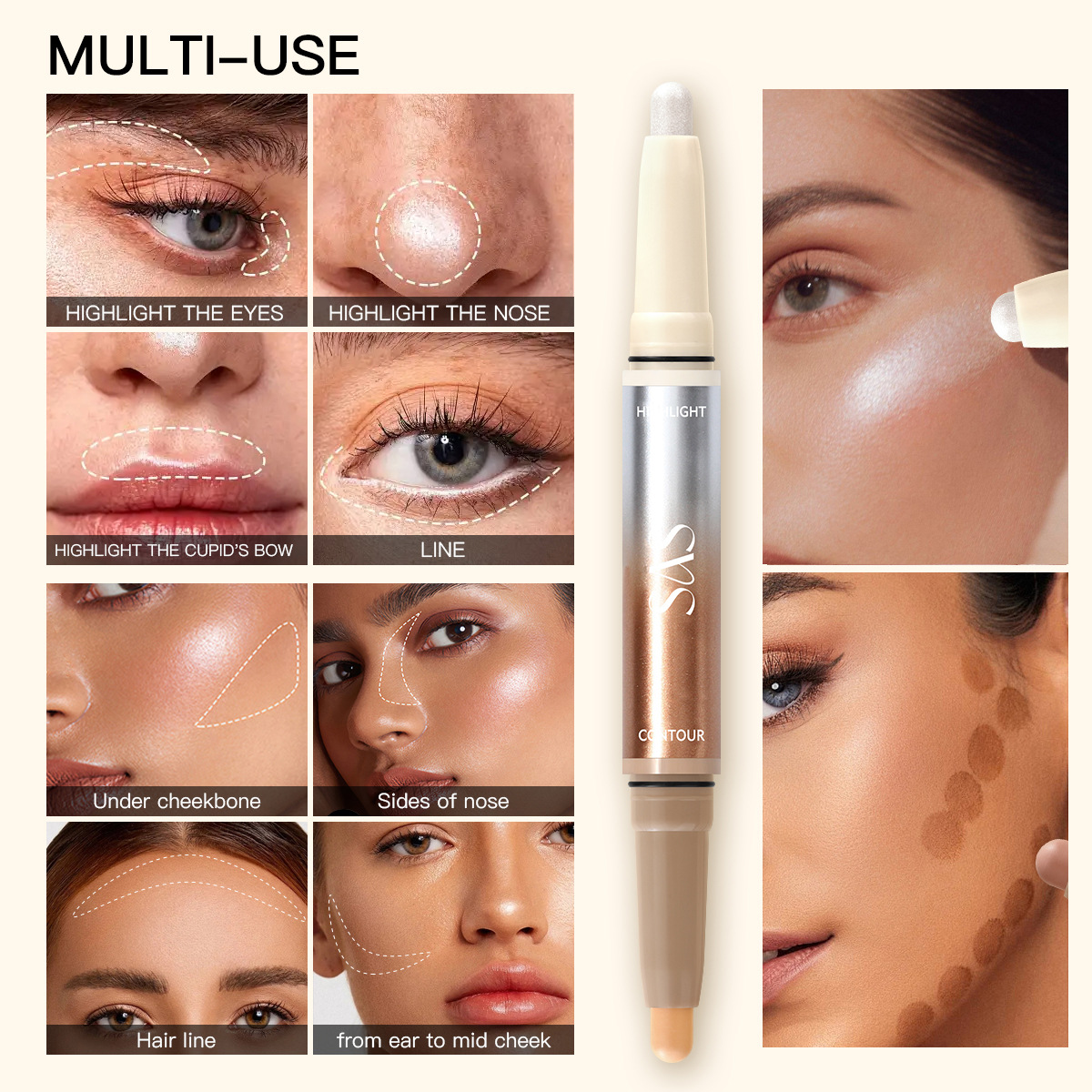 SAS Transfronterizo Amazon Natural Hot Sale 2 - in - 1 Highlight Stick + Reparación Stick SHT002