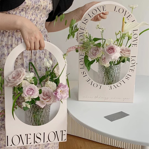Flower tote bag, flower shop materials, potted plant tote bag, flower basket, paper flower packaging box, Valentine's Day hand-held flower box