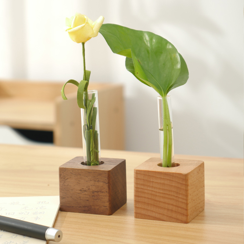 Artesanías de madera, botellas, adornos de mesa, decoración, flores de madera maciza, jarrones de flores secas, decoraciones de madera al por mayor, al por mayor