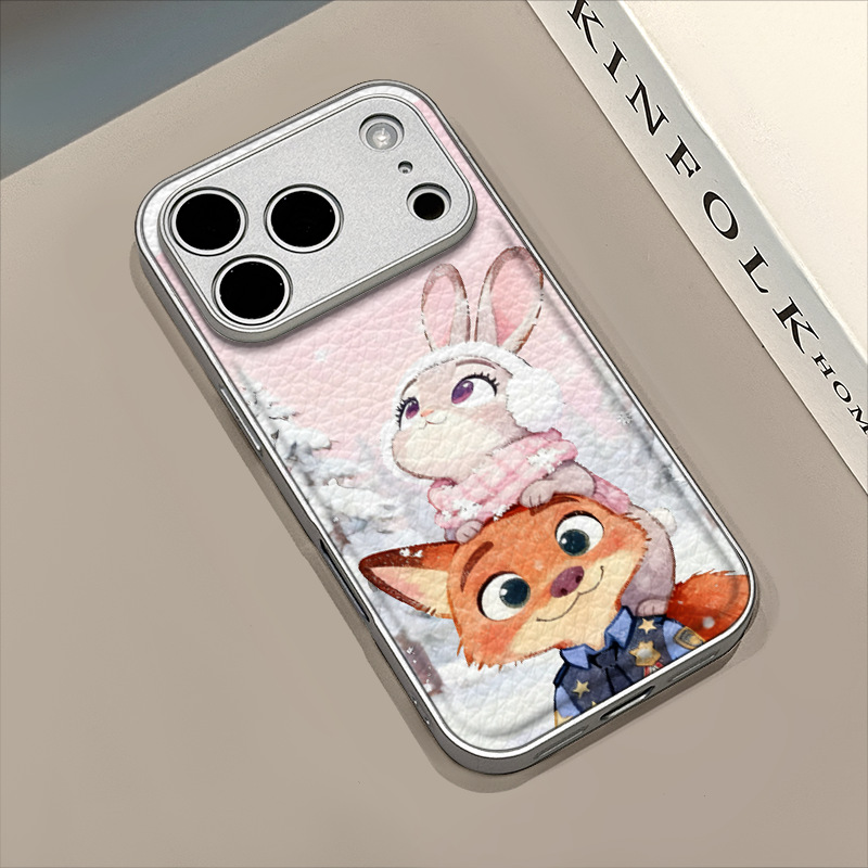 Fox Snowflake para Apple 17pro caso de teléfono iPhone 16pm estampado de cuero 15 personalidad 14plus anti-caída 1