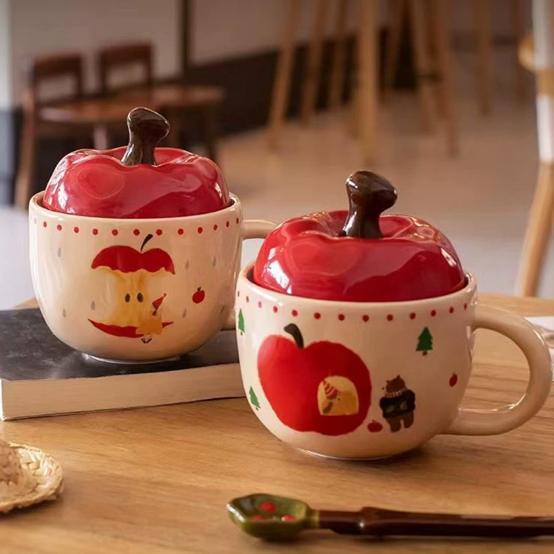 Apple, retro spoon, tea cup, cute gift box, Birthday gift