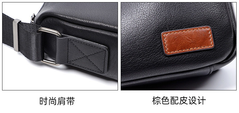 Túi đeo chéo nam da bò thật dạng hộp nhỏ 29×11×17 cm — Màu đen chi tiết 6