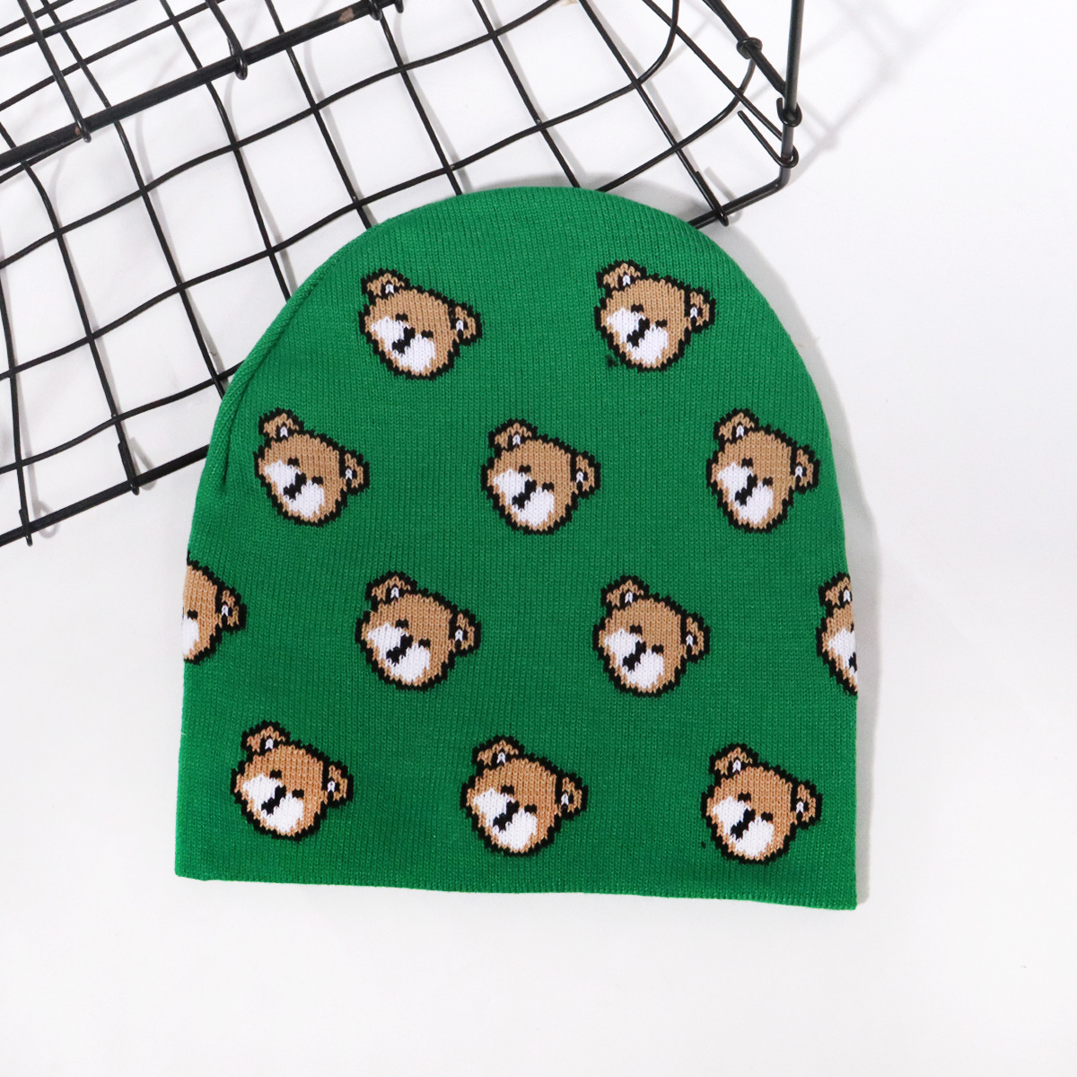 Sweet and cute bear pattern knitted hat men and women outdoor riding warm_voghion.com