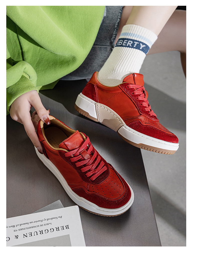 Baskets homme en cuir blanc décontractées style polyvalent_voghion.com