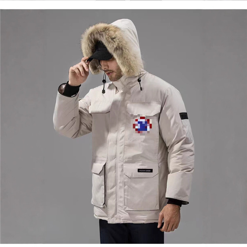 Men's down Jacket for Export, Canadian Goose 08 down Jacket, Duck Down, Men's Expedition Workwear, Mid-Length, Over-The-Knee, Thickened