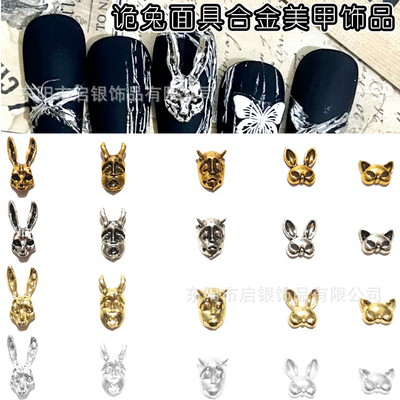 New Japanese Diablo Open-mouth Devil Rabbit Kitten Rabbit Head Mask Alloy Nail Jewelry Metal Nail