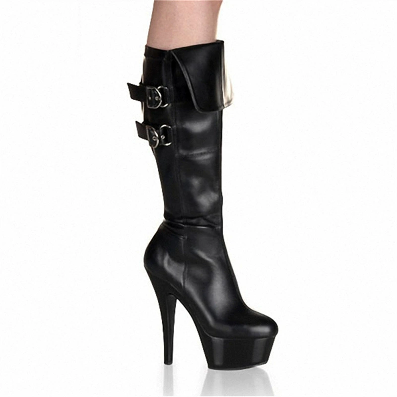 Winter black high sexy high boots, 15cm