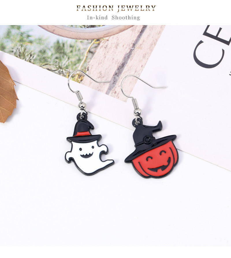 New European And American Halloween Funny Creative Magic Hat Pumpkin Ghost Earrings Holiday Cartoon Earrings display picture 7