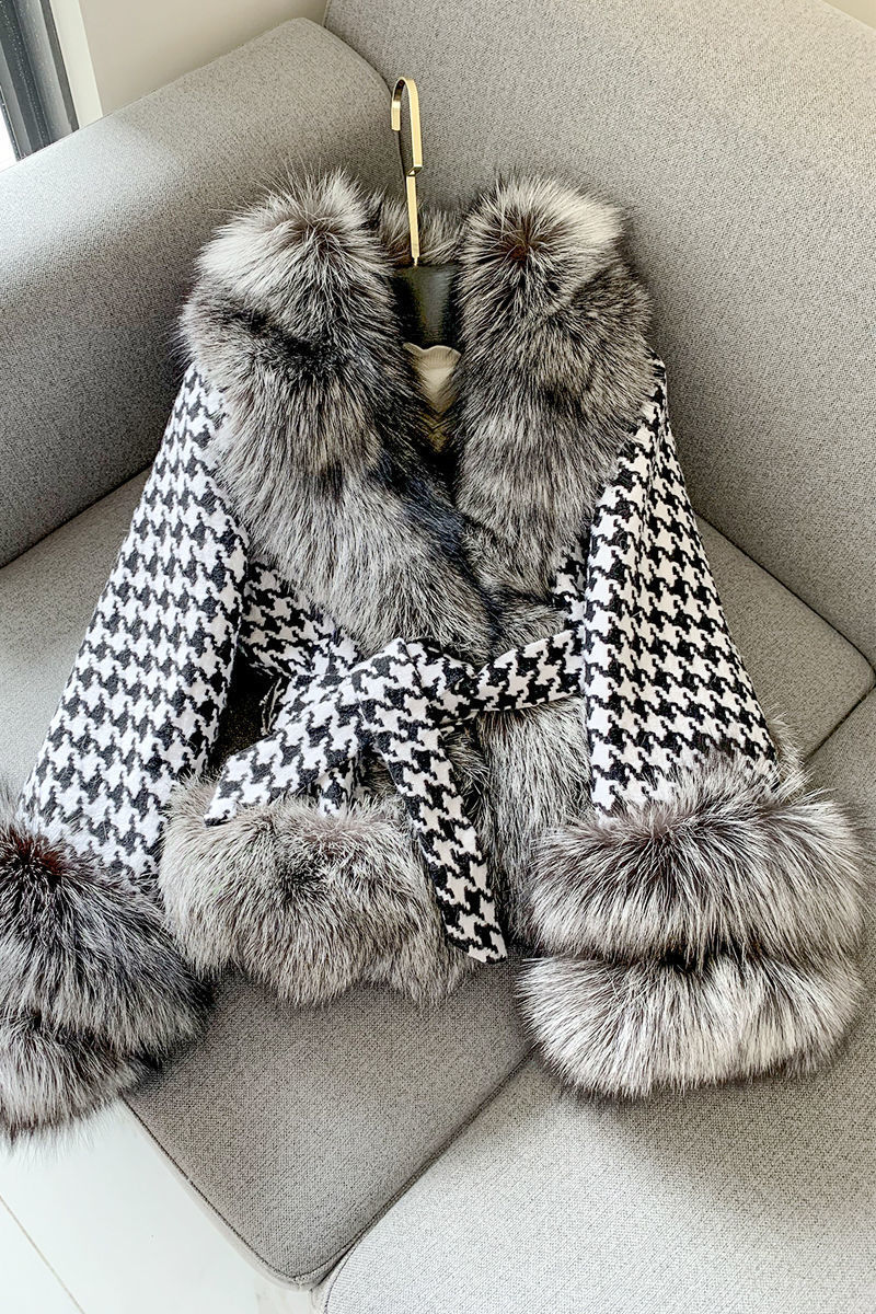 Women's Clothing Fur new young women's short style houndstooth collar sier fox fur_voghion.com