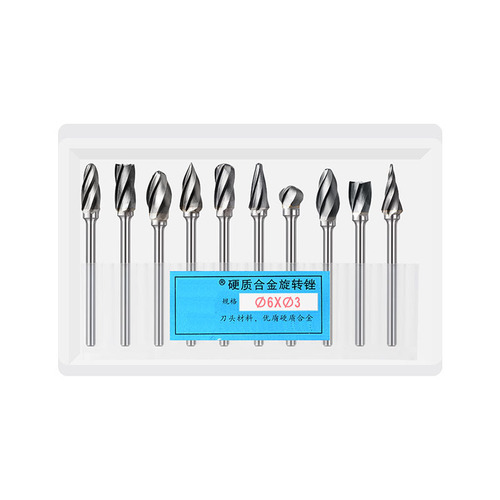 Coarse-toothed tungsten steel grinding head, wide-toothed aluminum alloy rotary file, wood slotting tool, woodworking plastic milling cutter 3*6mm