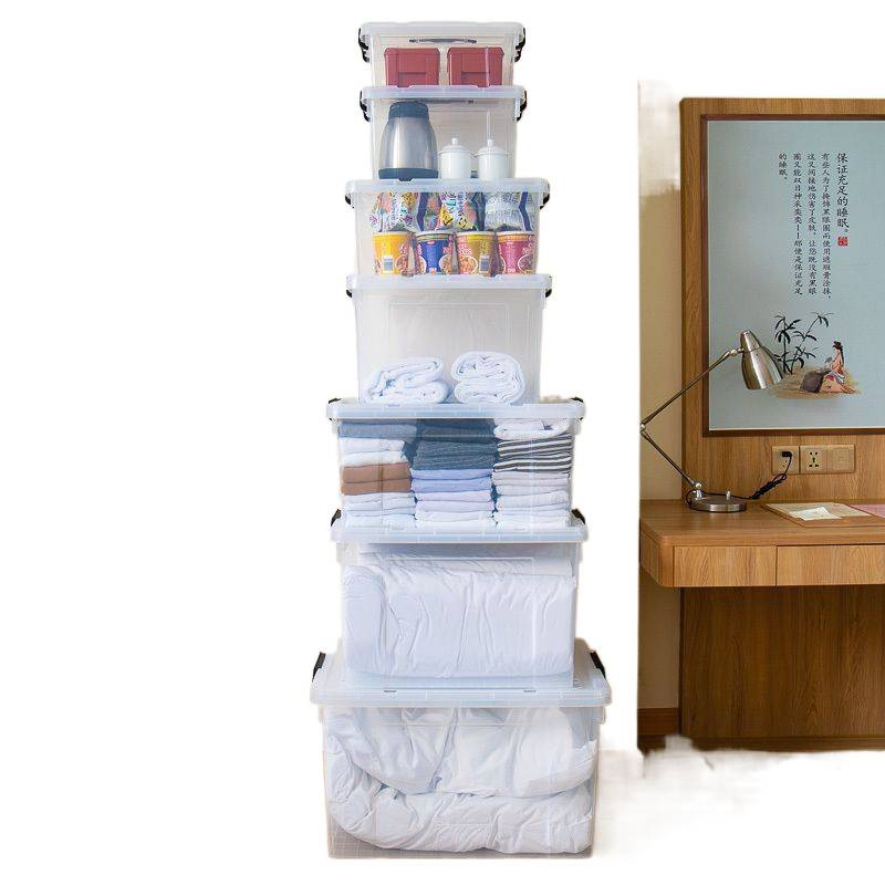 Caja de almacenamiento de Chenning gran capacidad caja de acabado de plástico transparente cubierta caja de almacenamiento de ropa doméstica