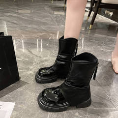 厚底增高显瘦裤管靴复古马丁靴女2025爆款高级感今年流行的短靴子
