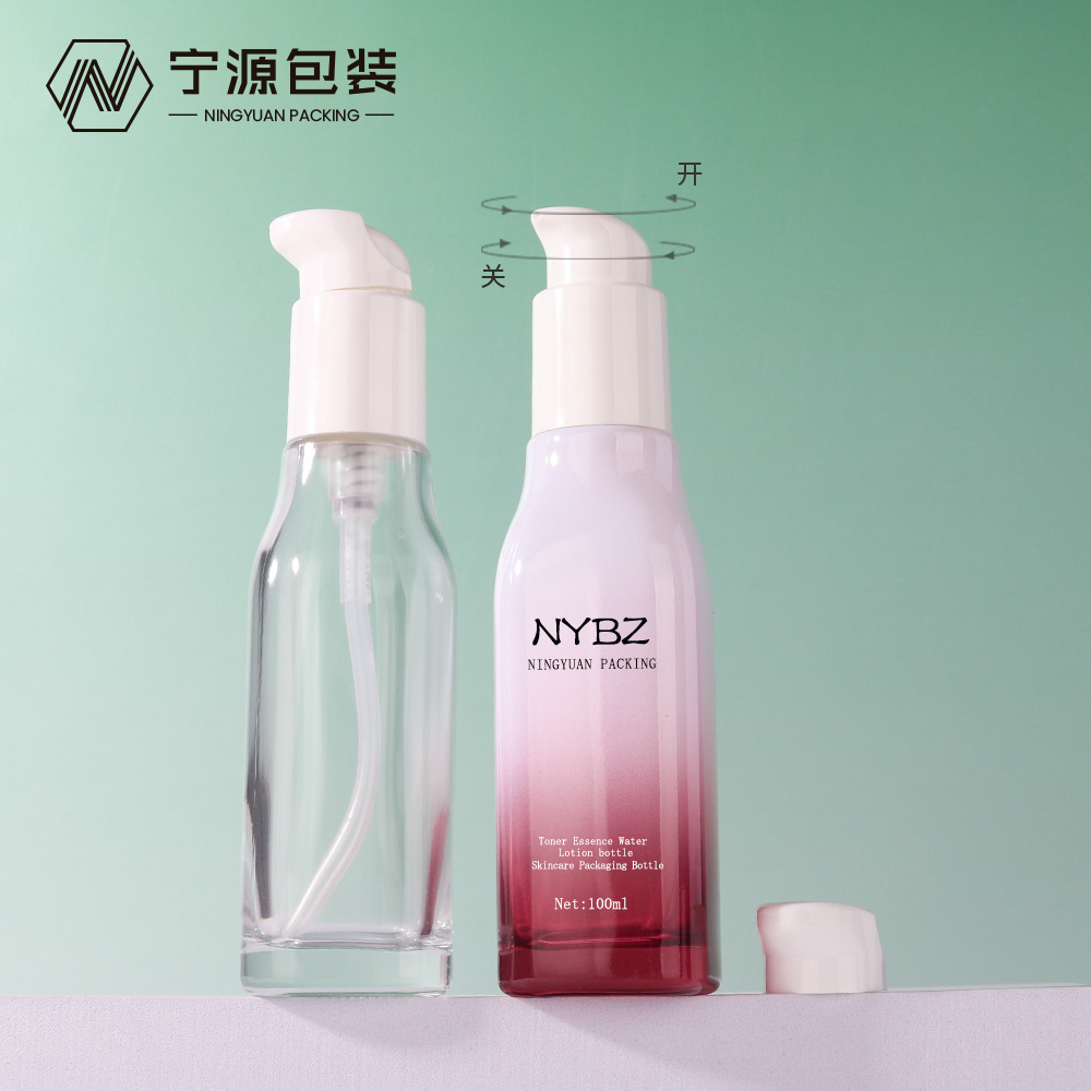 香氛护发精油玻璃瓶 滋补精油精华分装瓶按压泵乳液瓶化妆品玻璃