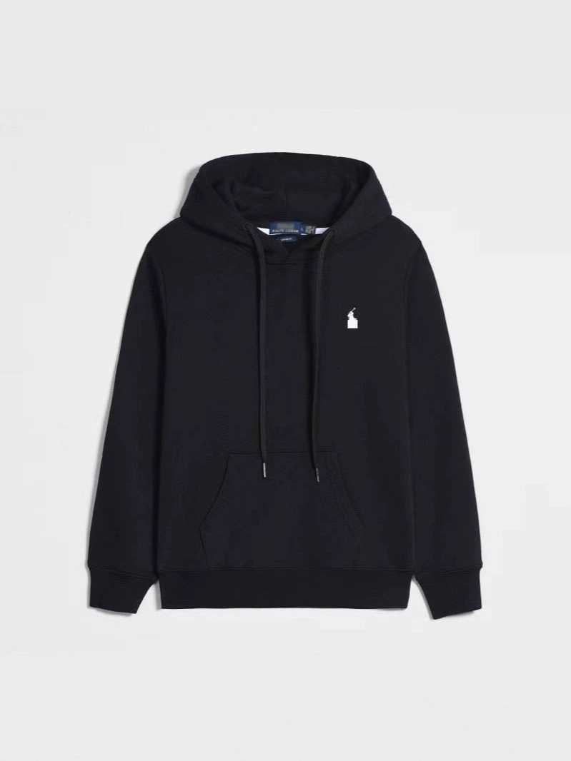 Demi-season fleece hoodie, men's zip cardigan with embroidered pony, casual fit, sizes S–XXXL
