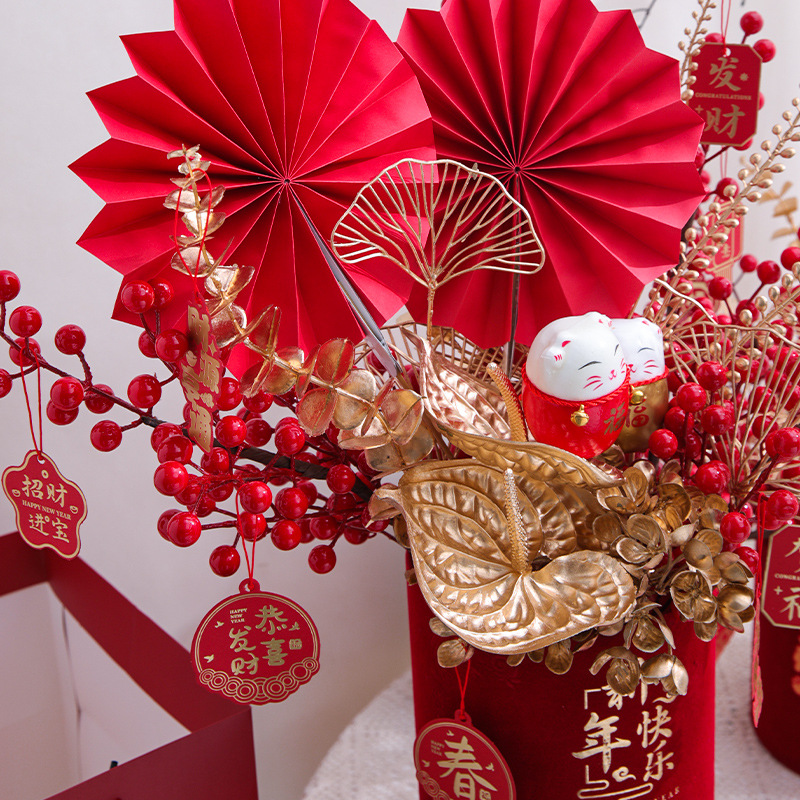 2025 decoración del Festival de Primavera al por mayor franela barril joyería Nochevieja flor abrazo cubo de bricolaje regalo de mano cubo de bendición producto terminado