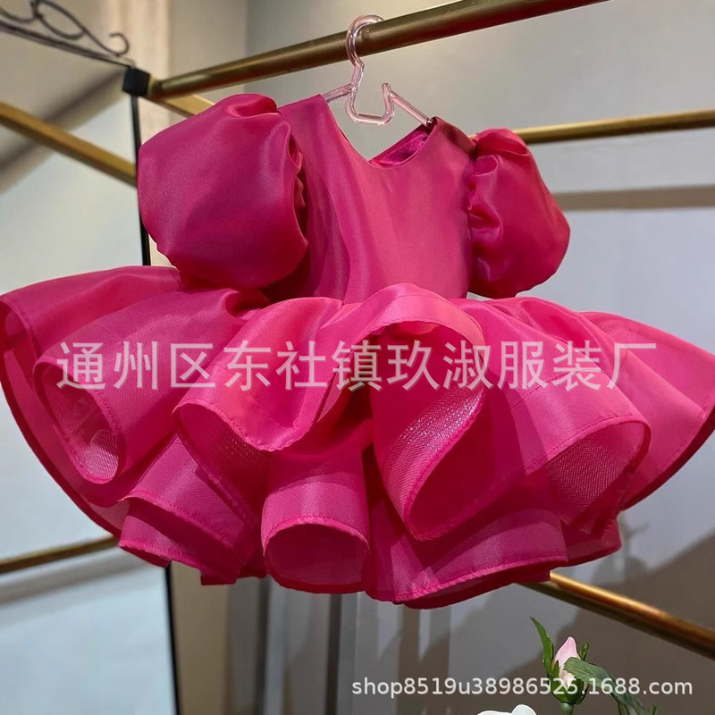 Children's Dress Flower Girl Cross Border Little Girl Flower Birthday Party Princess Dress Host Piano Amazon Short