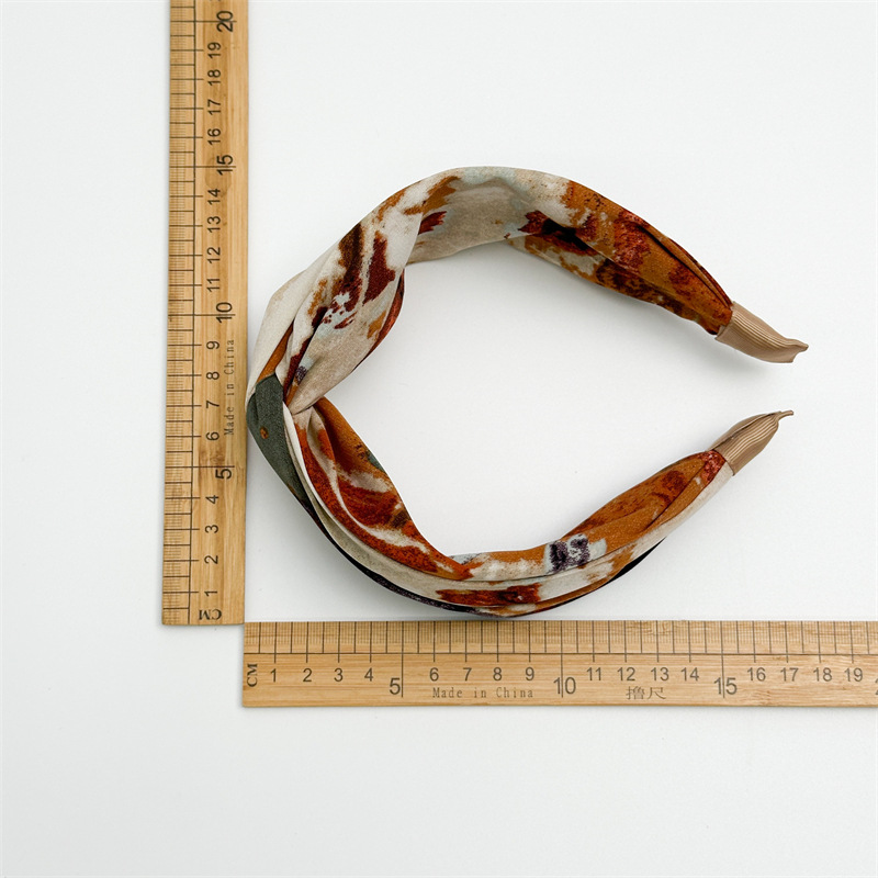 309g Weight Hair Band Hair Accessories Type 1 Piece Quantity Holiday, Daily Occasion Color Block Pattern Women's Gender Printing Design Simple Style, Classic Style Style New Printed Headband Tie-Dyed Vintage Oil Painting High Skull Top Cross Wide Version High Sense Headband Female Is Summer Updo 5