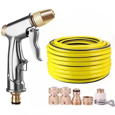 Garden Hose Storage Set, Household Cleaning Tool, Garden Watering, High-Pressure Car Washing Tool, Water Gun Nozzle (High pressure car wash water gun) - 10m-explosion-proof-and-antifreeze-water-pipes-short-metal-water-gun-connector-without-storage-rack
