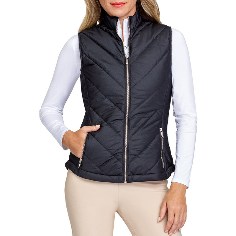 2024 new windproof quilted women's winter vest hooded sleeveless down jacket women's puffer vest