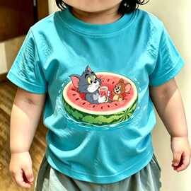 儿童纯棉短袖体恤夏季新品男女童透气百搭舒适T恤中大童圆领上衣