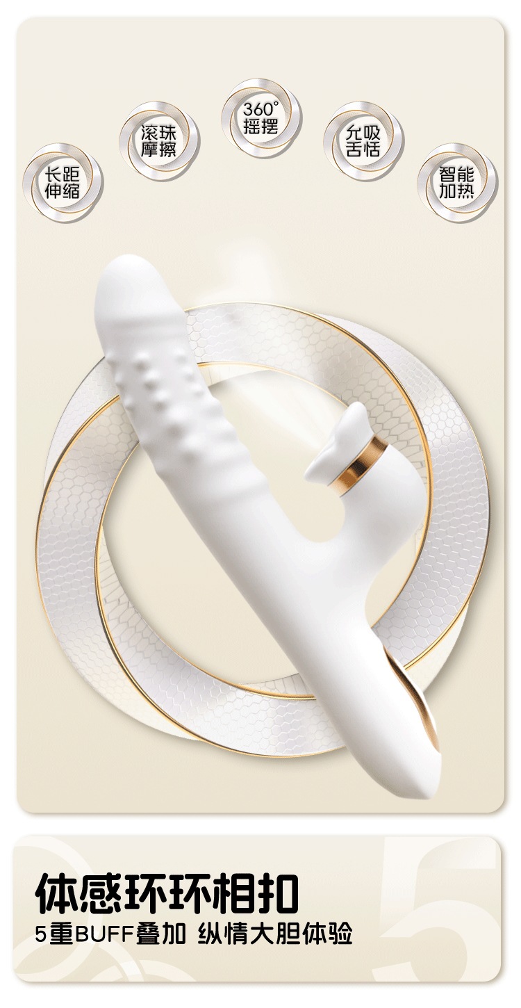 Jiuai Automatic Telescopic Vibrating Massage Wand for Women, Silicone Insertable Toy, Pink — detail image 4