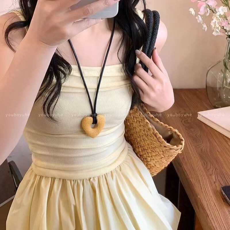 多巴胺长款串珠海星项链女夏天海边海岛度假风夸张黄色锁骨链配饰|undefined