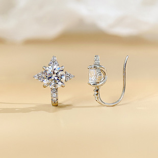 D-color moissanite earrings s925 sterling silver earrings Mosan diamond earrings high-end feeling temperament eight mans star ear hook new