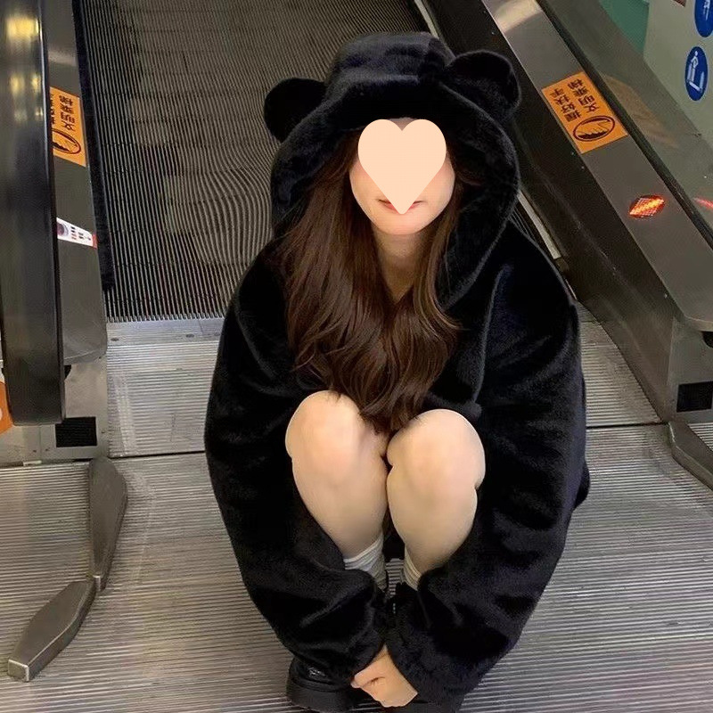 양고기 봉제 코트 귀여운 겨울면 후드 토끼 귀 봉제 벨벳 부드러운 여동생 모자 905