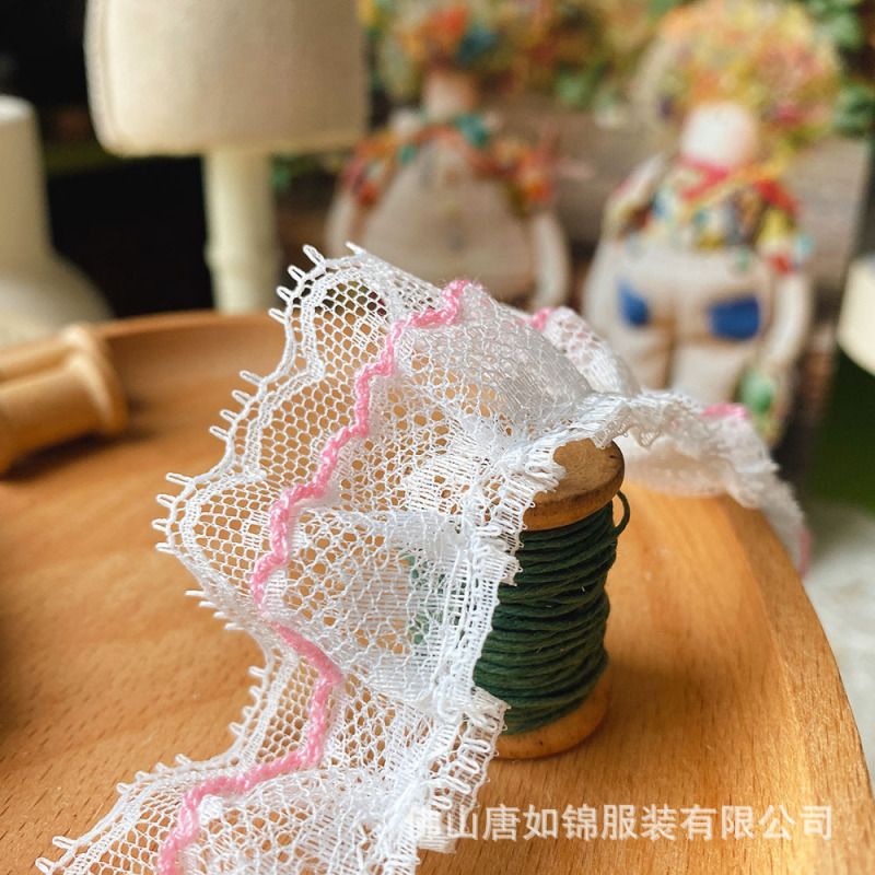 唐如锦 双层褶皱花边辅料  荷叶边娃衣裙子材料狗牙裙摆裙边蕾丝|undefined