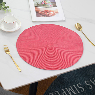 New Round Pure Color Simple Pp Woven Placemat Insulated Non-Slip Washable Environmentally Friendly Placemat Woven Mat