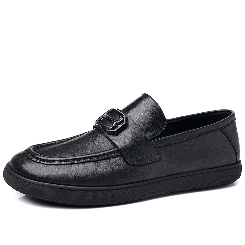 Zapatos casuales de negocios de los hombres de piel de vaca de la primera capa Zapatos de cuero de los hombres de mediana edad Mocasines de superficie blanda británicos