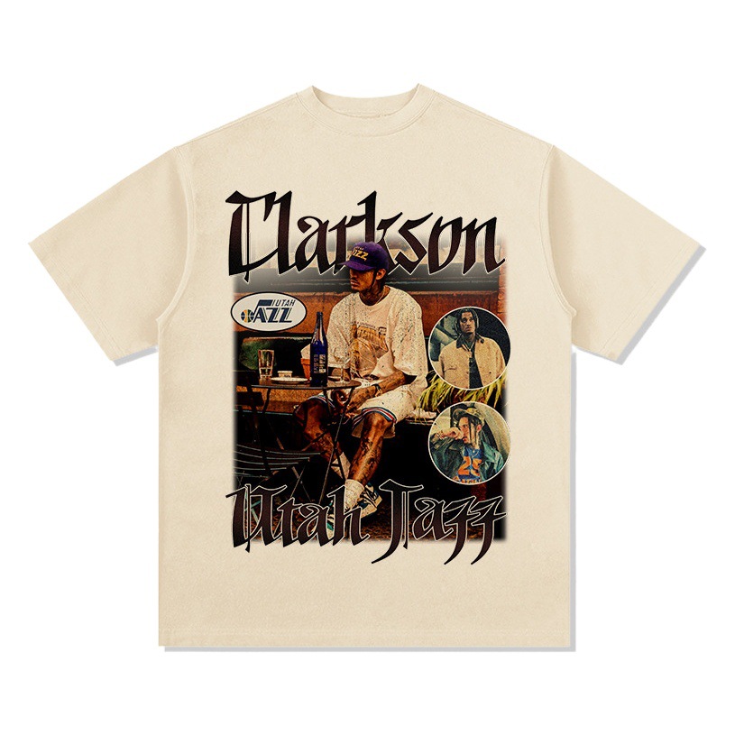 Transfronterizo Clarkson Clarkson camiseta de estrella retro estadounidense de manga corta con estampado