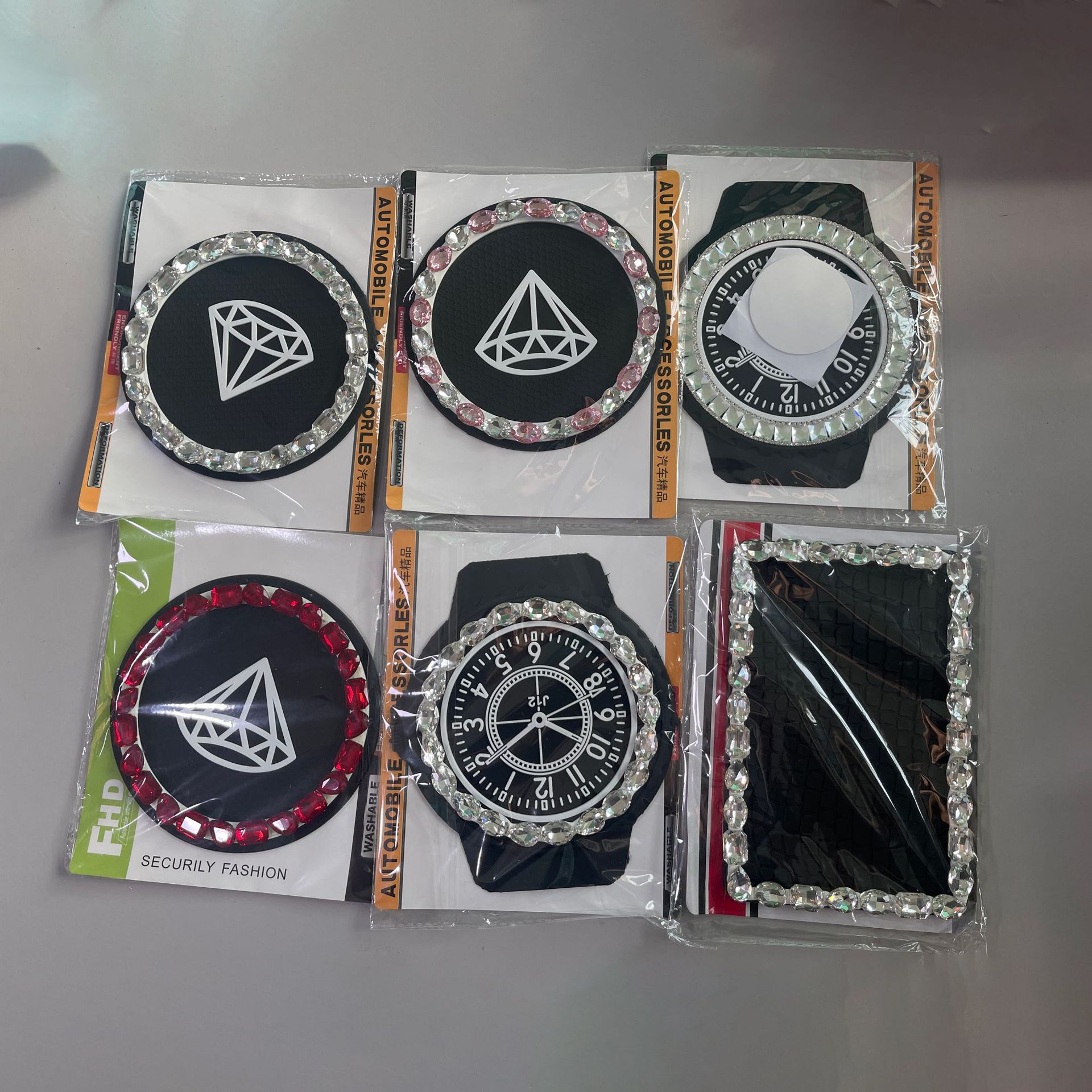 Car Anti-Slip Mat Large Car Crown Feather Creative Diamond Mat Mobile Phone Navigation Instrument Panel Anti-Slip Mat Car