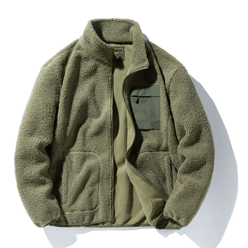 Stand -up collar grasping velvet jacket