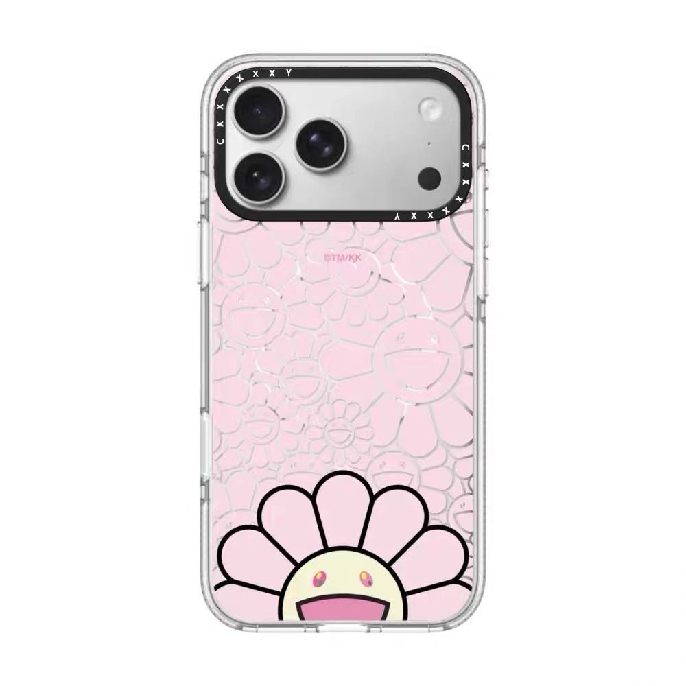 Pink probe sunflower - transparent white frame