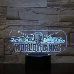 World of Tanks Tank Battle Surrounding Adjustable Seven-Color Sleep Eye Protection 3D Nightlight Bedroom Dormitory Ornaments