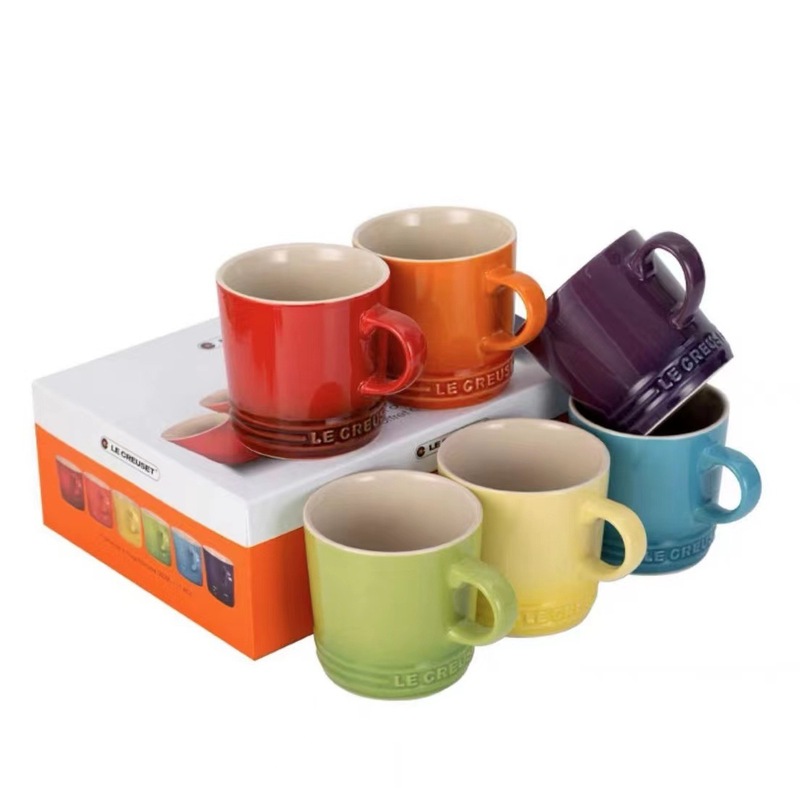 Cool Colorful Le Rainbow Mug Macaron Six-Piece Ceramic Cup Tableware Set for Home Use