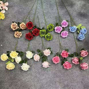 Simulation three-headed rose Bulgarian rose wedding flower arrangement hotel wedding background rose sea fake flower