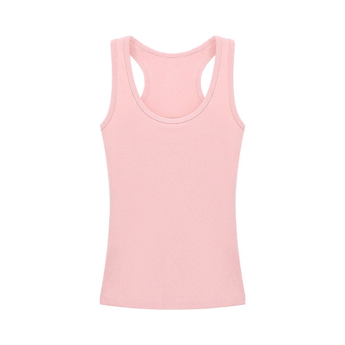 Pure pink suspender for women in summer niche wear sports I-shaped vest slim white beautiful back short top