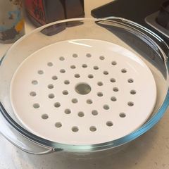 陶瓷蒸盘饺子盘蒸包子蒸海鲜沥水盘圆形多孔蒸格蒸笼水果盘微波炉